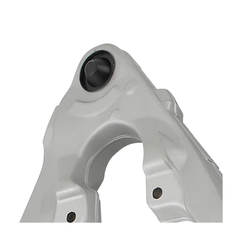 Close-up of an aluminum front lower control arm for Chevy Silverado 1500 2014 2015 2016 2017 upgrade kit showing OEM-grade build.