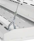 Close-up of the mounting hook from Ten Foot Beefy Aircraft Cable With Hooks Hanging Suspension Kit For Indoor LED High Bay Lights