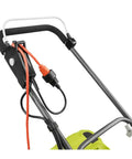 Corded Electric Walk-Behind Lawn Mower With 11 Amp Power, Lightweight Push Design For Easy Yard Work, 13 Inch Cutting Width, No Gas, Quiet, Efficient For Small To Medium Lawns handle and cord detail