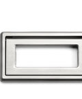 Concealed Clamshell Drawer Pulls Kit With Screws Rectangular Recessed Cabinet Handles Zinc Alloy Low Profile Door Grips shown in silver finish.