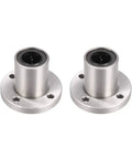 2 Pcs LMF13UU Linear Ball Bearings Double Rubber Dust Seals with round flanges, 13 mm bore, designed for CNC routers and 3D printers.