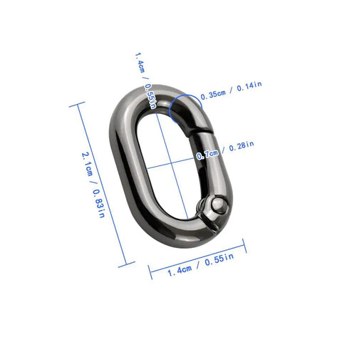 10 Pack Metal Spring Carabiners For Key Rings And Bags Black Built Tough Oval Key Ring Clips With Quick Release