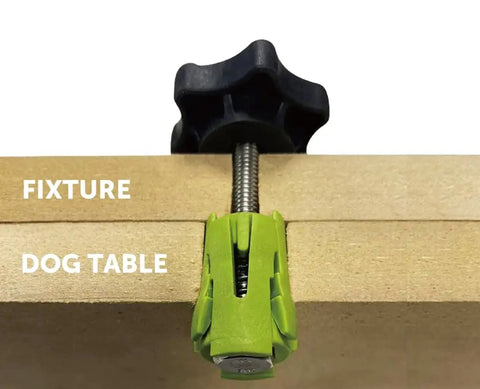 Expandable Bench Dog Clamps For MFT Tables And Workbenches Fits Three Quarter Inch Low Profile Ergonomic Knobs Heavy Duty Hold Down Clamps Pack Of Two on dog table