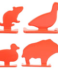 Four Piece Gun Target Set With Animal Silhouette Targets Stainless Steel Neon Orange Powder Coat Ultra Portable