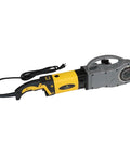 Handheld Power Pipe Threader Knocks Out 1/2 To 2 Inch Npt Runs Smoothly with yellow and black ergonomic handle.
