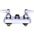 Heavy Duty Work Board Deck Mount Faucet With 8 Inch Centers 6 Inch Swing Nozzle Lever Handles 2 Inch Long Shanks One Quarter Turn Spindles