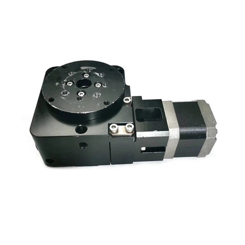 Used Pro Grade Motorized Rotary Positioning Stage With 42 Stepper Motor Turntable, 360 Degree R Axis Rotation, 36 Arcsecond Resolution