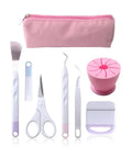 Vinyl Weeding Tools Set for Crafting and Diy Projects, Precise Hook and Weeder Tools, Scissors, Punch Carving Kit displayed with pink pouch