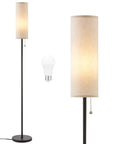 64 Inch Floor Lamp With LED Bulb, 3 Color Temperature 3000K 4000K 5000K, Beige Lampshade, Pull Chain, Minimalist Pole Design