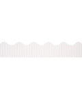 Decorative Bulletin Board Border Roll in White, Corrugated Scalloped Edge, 2.25 Inch Wide by 50 Feet Long, Fade-Resistant