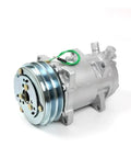 Heavy Duty Air Conditioning Compressor Pump Kit With 2 Groove V Belt Pulley For Tractors Excavators Muscle Cars And Large Trucks Restores Cool Comfort And Cools Your Ride Fast, silver aluminum AC compressor