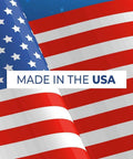 American flag with text 'Made in the USA' emphasizing manufacturing origin