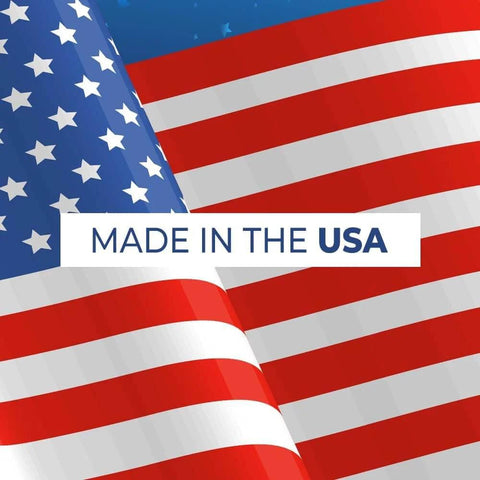 American flag with text 'Made in the USA' emphasizing manufacturing origin