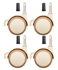4pcs PU Grip Neck Stem Casters for Nursery Carts and Bookcase in beige and brown, featuring black mounting sockets.