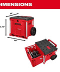 Rolling Drawer Tool Box With 250 Pound Capacity One Handed Quick Open Collapsible Handle dimensions illustration