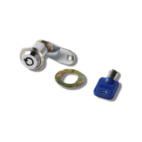 Heavy Duty Tubular Cam Locks Keyed Alike Cylinder Hardware with mounting plate and blue key for lockers and cabinets.