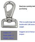 Heavy Duty Trigger Swivel Eye Bolt Snaps Set Of 5 2.9 Inch Large Size Metal Clips For Horse Blankets, zinc alloy close-up view, 1-inch width