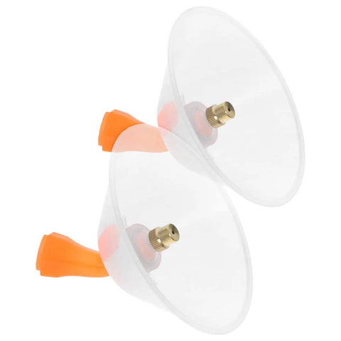 Windproof Spray Nozzle Set For Garden Hose And Sprayer, Transparent Drift Guard Covers, 2 Pack angled view