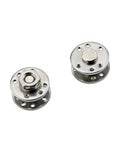 Chrome disk-damping hinge with mounting flange, 360° rotation, 6 N.m torque; two hinges shown