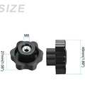 Heavy Duty Metal Clamping Handle Screw Knob With Star Shaped Grip M8 Thread 48mm Head Diameter 27mm Total Height
