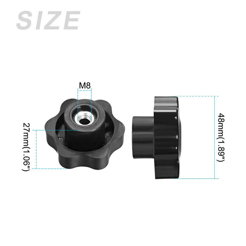 Heavy Duty Metal Clamping Handle Screw Knob With Star Shaped Grip M8 Thread 48mm Head Diameter 27mm Total Height
