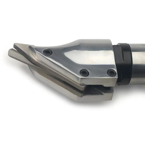 One Quarter Inch Air Metal Cutting Shears With Ergonomic Pistol Grip For Clean Cuts In Aluminum And 18 Gauge Steel 2200 RPM 4 CFM blade detail