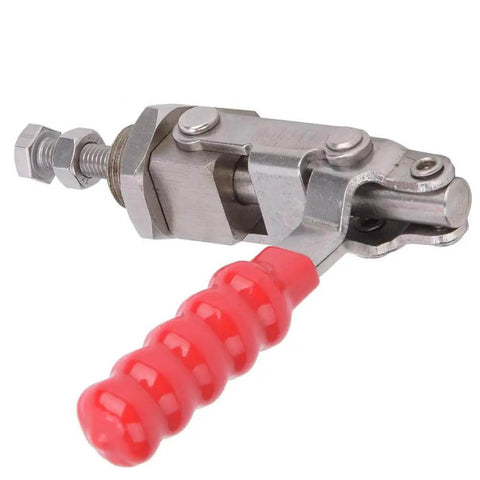 Close-up of Beefy Heavy Duty Push Pull Toggle Clamp Made From 304 Stainless Steel For Heavy Workpieces With 136 Kg Gripping Force 180 Degree