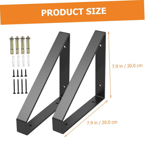 Hefty Corner Brace Shelf Brackets 2 Pack Beefy Triangle Wall Mounts For Floating Shelves Straight Up Heavy Duty Steel Angles 7.9-inch size