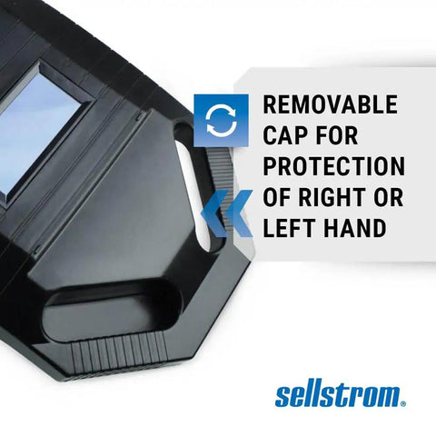 Lightweight Handy Grab And Go Welding Shield With Shade 10 IR Filter For Eye Safety showing removable cap feature
