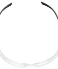 Amazon Basics anti-fog safety glasses with clear lenses and black temples, front view.