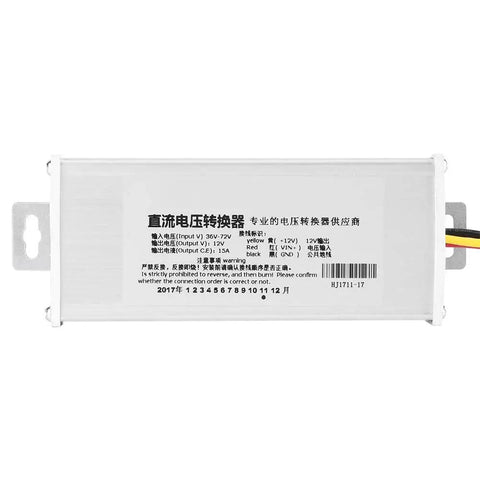 Heavy Duty Dc Voltage Converter For Electric Bike And Scooter Converts 36V To 12V With 180W Output Compact Power Step Down Transformer mounted.