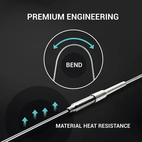 Flexible K Type Inconel 600 Thermocouple Probe, 1mm Diameter by 150mm Length with 1000mm Lead showing engineering details