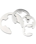 E Clip Retaining Ring Kit 100 Pcs 304 Stainless Steel External E Clips Assortment Set M1.2 To M15 Metric Circlips E Rings Front View