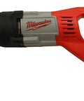 Badass Heavy Duty 12 Amp Reciprocating Saw With 1 1 8 Inch Stroke Built For Crushing Drywall And Ripping Through Scrap Lumber Like Butter Featuring Corded Grip And Shock Absorption Tech side view showing red and gray body.