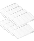 Clear Plastic Leveling Shims For Furniture Wobble Fix 32 Piece Wedge Set stacked to stabilize furniture on uneven floors.