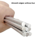 Hand holding 6061 Aluminum Round Rod 6mm Dia By 300mm Long T6511 Solid Extruded Rod, smooth edges, for DIY crafting.