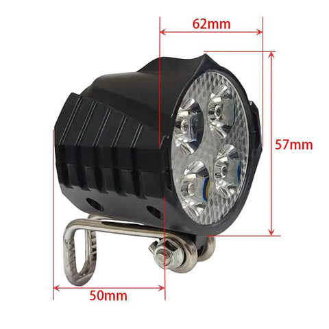 LED Front Headlight With Built In Horn For E Bike 4 LED Night Riding Waterproof 3 Pin Connector 36V 48V E Scooter Compatible Boss Level Visibility Durable Aluminum Housing With Easy Install Mount