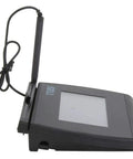 Top Shelf Renewed 4X3 LCD Signature Capture Pad featuring a crisp backlit screen and stylus, side view.