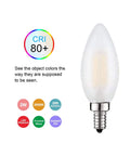 Soft White Frosted Candelabra LED Bulbs 3000K Dimmable 2W 25W Equivalent B11 Candle Shape