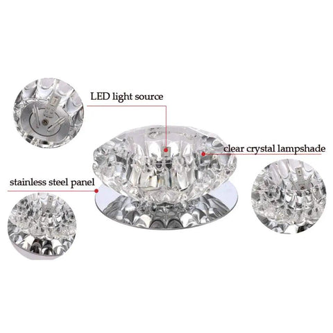 ELUKHT 12 Pack Round LED Recessed Ceiling Lights 3.9in with clear crystal lampshade and stainless steel panel details.