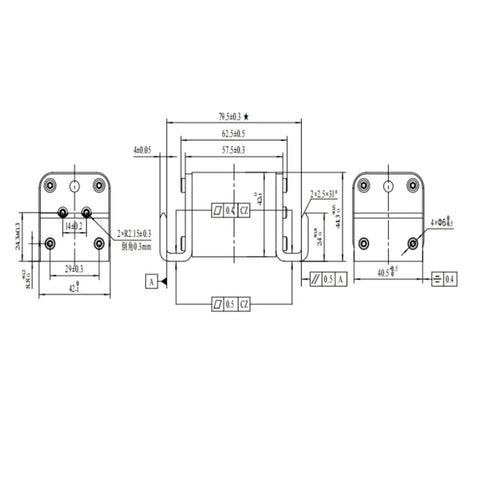 Technical drawing of Heavy Hitter High Voltage Dc Fuse For Ev Charger with detailed dimensions and specifications.