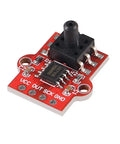 DWEII air pressure sensor module for Arduino; red PCB with pressure port and VCC OUT SCK GND pins, angled view