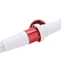 Heavy Duty 63A 5 Pin Industrial Plug Power Connector For 3 Phase 5 Wires IP67 380 To 415V Waterproof Electrical Connector, red and white PA66 shell