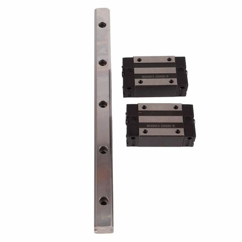 Precision HGR20 Linear Rail And Slide Set With Dual Bearings, 300 mm steel rail and dual carriages for CNC use.