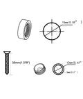 Top Shelf Solid Aluminum Decorative Screw Caps With A Slick Polished Gold Finish Straight Up Heavy Duty Mirror Fasteners Scratch Resistant Hardware For Any Project measures with detailed dimensions.