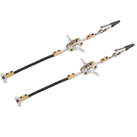 Super Handy Helping Hands Clamp Kit With Flexible Alloy Steel Arms And Rock Strong Magnetic Base For Precise Electronics Soldering, Jewelry Fixing And DIY Repair Projects Anywhere On Your Shop Bench, showing clamp arms with clips.