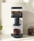 Barista-Grade Coffee Grinder With 50 mm Flat Steel Burrs And Stepless Grind Size Dial for ultra precise, consistent grinds shown.