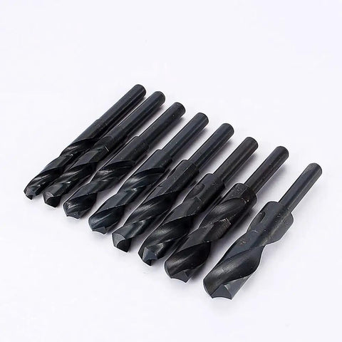 Rock Solid 8 Piece HSS Drill Bit Set 13 To 25 Millimeters High Speed Steel Reduced Shank Design for clean drilling in wood and metal.