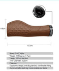 Lock On Ergonomic Bicycle Handlebar Grips With Aluminum Inner Ring 130mm Long Fit 20 To 23 Mm Bars Cushioned Anti Vibrations Rubber Grips For Mountain MTB BMX Scooters, brown grip with lock ring, 13.3cm length
