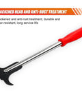 Pro Grade Oil Seal Disassembly Wrench Puller With Dual Hook Tips For Cars SUVs And Light Trucks Seal Removal Tool To Remove Oil And Grease Seals Durable Carbon Steel Automotive Repair Tool with red handle and blackened head